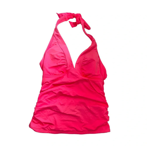 Athleta Hot Pink Halter Triangle Ruched Tankini Swim Top Small Women’s - Picture 10 of 10
